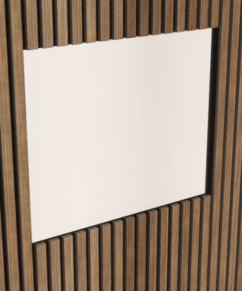 Акустическая панель, черный войлок, 2750х600х21мм, рейки МДФ, шпон дуб маррон коричневый