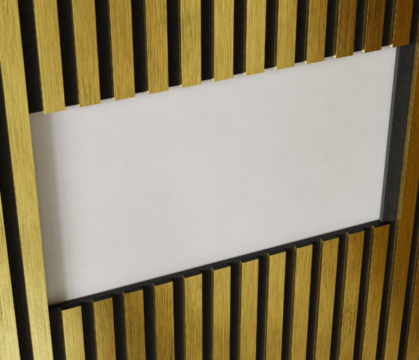 Комплект акуст.панелей, черный войлок, 3000х300х19мм, рейки ЭКОПОЛИМЕР, золото матовое/2шт.