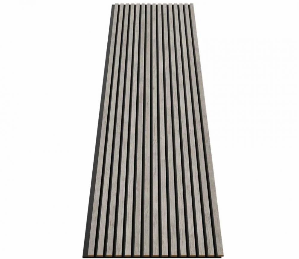 кустическая панель, черный войлок, 2750х600х19мм, рейки МДФ дуб Старинный светло-серый